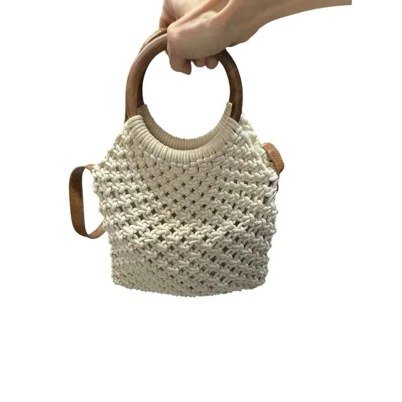 Sigrid Olsen Handcrafted Natural Macrame Crossbody Fully Lined Snap Close Bag - Picture 3 of 16